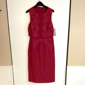 Little Mistress Red Sleeveless Sheath Midi Dress